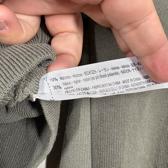 Zara Womens Small Sweater Top Crop Gray Green Keyhole Puff Sleeves Mock Neck - Picture 10 of 10